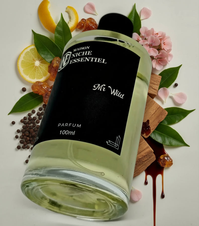 100ml perfume bottle labeled 'Mr. Wilda' from Maison Niche Essentiel.